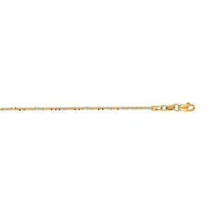 14K Two-tone Gold 1.5mm Sparkle Chain Necklace with Lobster Lock Fine Jewelry - Picture 1 of 1