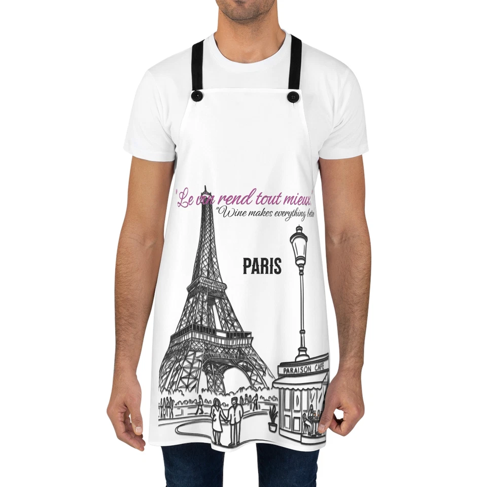Apron, Wine Paris, Cooking Gift, Kitchen Apron, BBQ Apron, Wine Lovers Gift, - Image 1 of 1