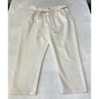 A New Day Womens Paper Bag High Rise Belted Pants Sz 18 Cream Pockets Recycled