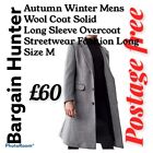 Autumn Winter Mens  Wool Coat  Long Sleeve  Streetwear Fashion Long  Size M