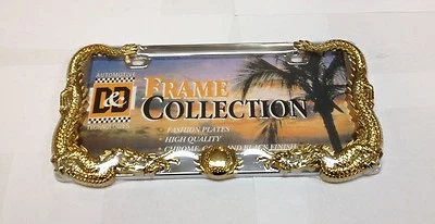 3 D DRAGON CHROME GOLD METAL AUTO CAR LICENSE PLATE FRAME  LPF-7402 - Image 1 of 4
