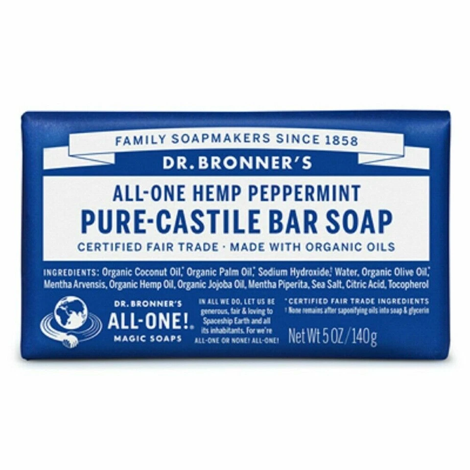 Dr Bronner's Castile bar soap Peppermint - Image 1 of 1