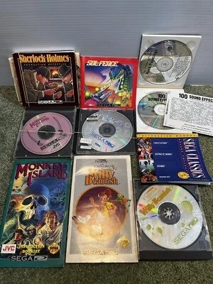 4 Sega CD Game Lot  Monkey Island, Sol-feace, Sherlock, + Extras W Instructions - Image 1 of 4
