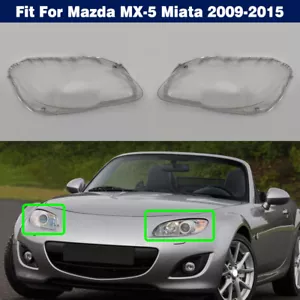 2Pcs Headlight Lamp Clear Lens Cover+Sealant Glue For Mazda MX-5 Miata 2009-2015 - Picture 1 of 9
