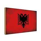 Holzschild Holzbild 18x12 cm Albanien Fahne Flagge Geschenk Deko