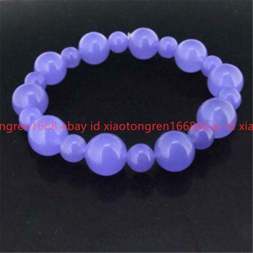 VALENTINO Affascinanti bracciali elasticizzati perline pietre preziose giada lavanda rotonde 12 mm e 8 mm 7 5''