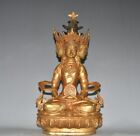 ure copper gold-plated single lotus base with four sided Buddha statue ornaments