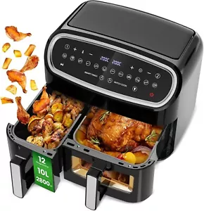 Friggitrice ad Aria Doppio Cestello Capacità XXL da 10L 2800W per Pollo Intero - Foto 1 di 7