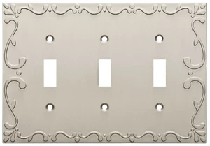 Franklin Brass W35078-SN Classic Lace Satin Nickel Triple Switch Wall Plate - Picture 1 of 1