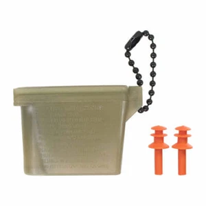 Military Issue Ear Plugs with Case & Chain - Army & Marine Corps Ear Protection - Picture 1 of 1