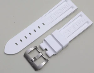 GENUINO OFFICINE PANERAI LUMINOR Reloj Correa Goma Correa Blanca 22mm 24mm 26mm - Imagen 1 de 12