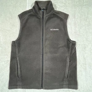 Columbia Men's L Full Zip Fleece Mock Neck Vest Zipper Pockets Gray Large - Picture 1 of 8