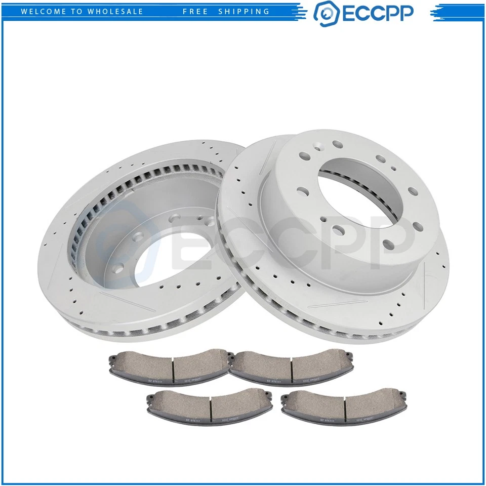 For GMC Sierra 2500 HD 2012 - 2016 Front Brake Rotors & Metallic Pads Drill Slot Foto 1 de 1