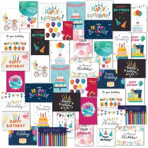 100 Pack happy Birthday Card Assorted Bulk with Blank Envelopes and Stickers ... - Picture 1 of 6