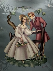 NOS Mint Brewster Antique 1920s Litho Wrapped Unframed Signed Victorian 10”x13” - Picture 1 of 7