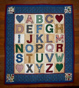 Completed Handmade Little Quilts ABCs Alphabet Design by Fabri-Quilt 17 x 20" - Picture 1 of 8