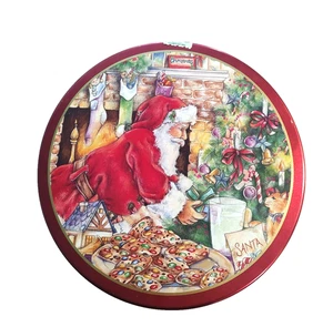 Lata de colección Natco Santa con sellos verdes S & H libros ahorradores años 70 9,75" de diámetro - Imagen 1 de 8