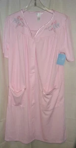 NWT Adonna BABY PINK Waffle ROBE Nightgown Housecoat Snaps Size S M L XL - Picture 1 of 2