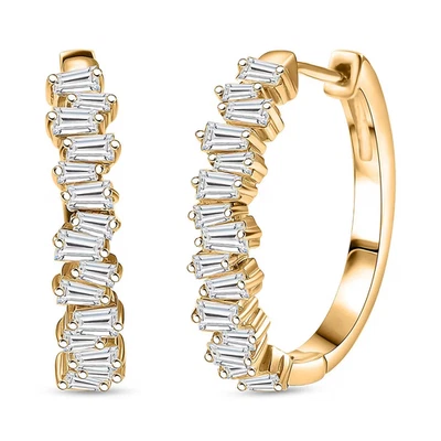 White Zircon 2.30 ctw Hoop Earrings in 18K Vermeil Yellow Gold Over 925 Silver - Image 1 of 4