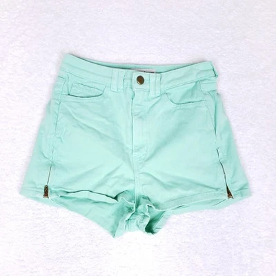 American Apparel High Waist Denim Shorts Aqua Mint Green Size 24/25 Made in USA - Image 1 of 4