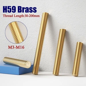 H59 Brass Threaded Rods Screws M3-M16 Bar Studs Fully Threaded Stangen 30-200mm - Picture 1 of 85