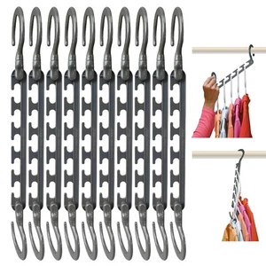 Max 10-Pack Space Saving Hangers, Reinforced Hooks Swivels 360°, Cascading Ha... - Picture 1 of 6