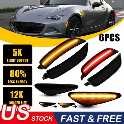 For 2016-2022 Mazda Miata MX-5 LED Side Marker Light lamp Smoked Lens Front/Rear - Image 1 of 4