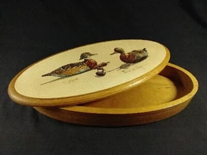 11" Long Oval Wooden Box With Robert Hilty Signed Limited Edition Duck Art Lid - Picture 1 of 9