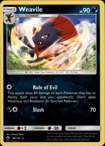 2x (SM03-086) Weavile (R) Pokemon SM Burning Shadows Card # 86 - Picture 1 of 1