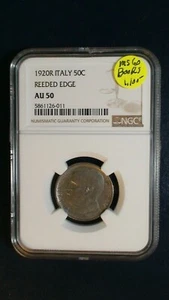 1920 R Italy Fifty Centesimos NGC AU50 REEDED EDGE 50C Coin PRICED TO SELL NOW! - Picture 1 of 4