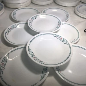 Corelle Rosemarie 8 Bread Plates 6 3/4” Across Pink Tulips C17 - Picture 1 of 4