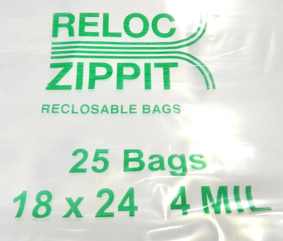 Sacos Jumbo Reloc Zippit 18x24 Transparente 4Mil Refechável 25 Sacos Grandes e Grossos 18 X 24" - Imagem 1 de 1