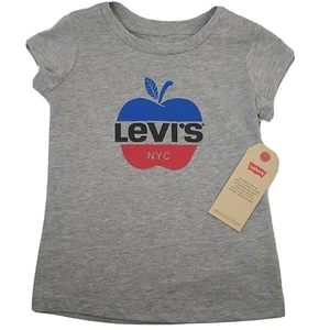 Camiseta Gris Levi's NYC Roja Blanca Azul Manzana Unisex Niño Talla 4T Nueva - Imagen 1 de 4