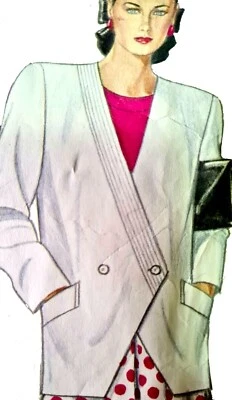 1980s Double Breasted Duster Coat Asymmetric New Look 6079 Sewing Pattern - Image 1 of 3