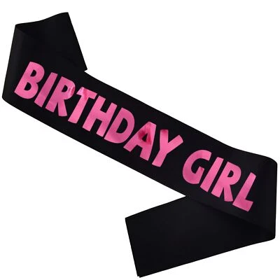 Birthday Girl Sash With Pink Foil for Women - Black Birthday Sash- Happy Birt... - Image 1 of 4