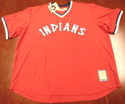 NEW MAJESTIC MLB COOPERSTOWN COLLECTION CLEVELAND INDIANS JERSEY SIZE 3XL - Image 1 of 4