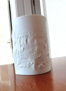Hutschenreuther Vase Biscuit Porzellan weiß Seltenheit tolle Form/Struktur Vint. - Bild 1 von 6
