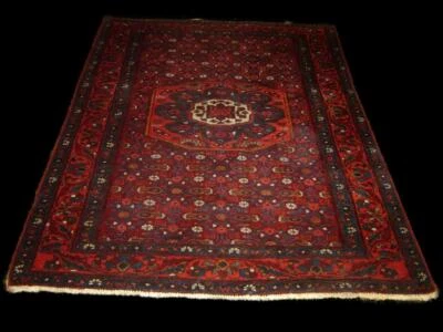Antique Oriental Rug Carpet Hamedan Vegetable Dye Hand Knotted 100% Wool 80"x55" - Image 1 of 4