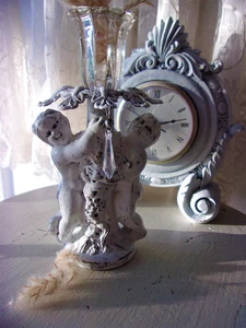 Antique Cherubs Lamp Salvage Steampunk Victorian Decor Shabby OOAK CandleHolder - Picture 1 of 6