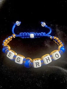 Divine Nine Inspired SGRHO Shamballa Styled Bracelet-Blue/gold-0150 - Picture 1 of 6