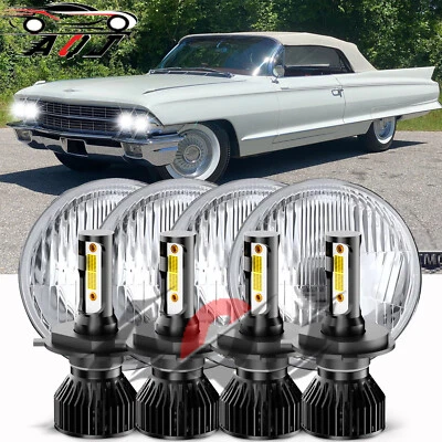 5.75 5-3/4 Round LED Headlights 4PC For Cadillac DeVille Eldorado 1962-1974 - Image 1 of 4