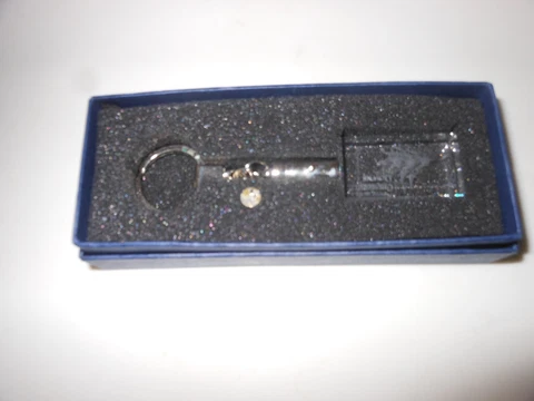 Churchill Downs Souvenir:  Lucite Block Key Chain in Original Box Cover