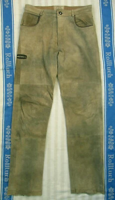 BRAUNE LEDERHOSE - ANTIK-STYLE - LANG - VINTAGE - BW 43 cm - GAMSNJAGA - GR. 50 - Bild 1 von 3