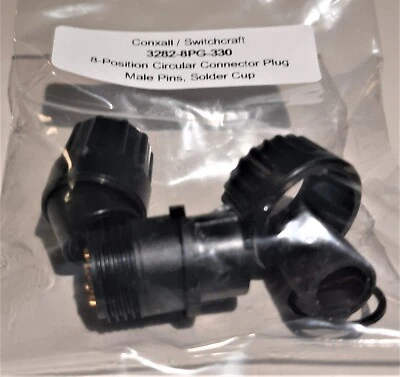 8-Pin Conxall 3282-8PG-330 Circular Male Connector Plug Solder Cup - Image 1 of 2