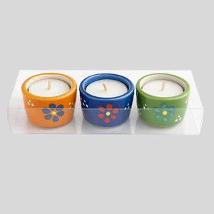 Handmade Turkish Ceramic Tealight Candle Holders – Gift Set of 3 | Decor - Picture 1 of 2