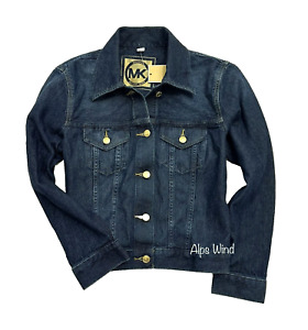 Michael Kors Womens Denim Jacket in Dk Stone Wash Size- L NWT$130