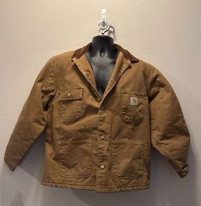 Vintage Carhartt C01 BRN Jacket Mens 44 Barn Chore Blanket Lined Union Made USA - Picture 1 of 5