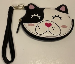 Betsey Johnson Cat Face-Shaped Wrist Clutch, 6”x5”x1”,  Egan Leather - Picture 1 of 4