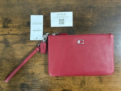 COACH Small Wristlet CH818 In Ruby Polished Pebble Leather NWT - Image 1 of 4