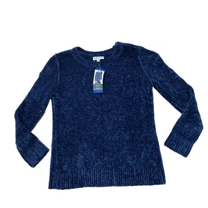 ORVIS Chenille Sweater Women L Pacific Blue Ribbed Cozy Pullover Knit NEW - Picture 1 of 22